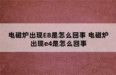 电磁炉出现E8是怎么回事 电磁炉出现e4是怎么回事